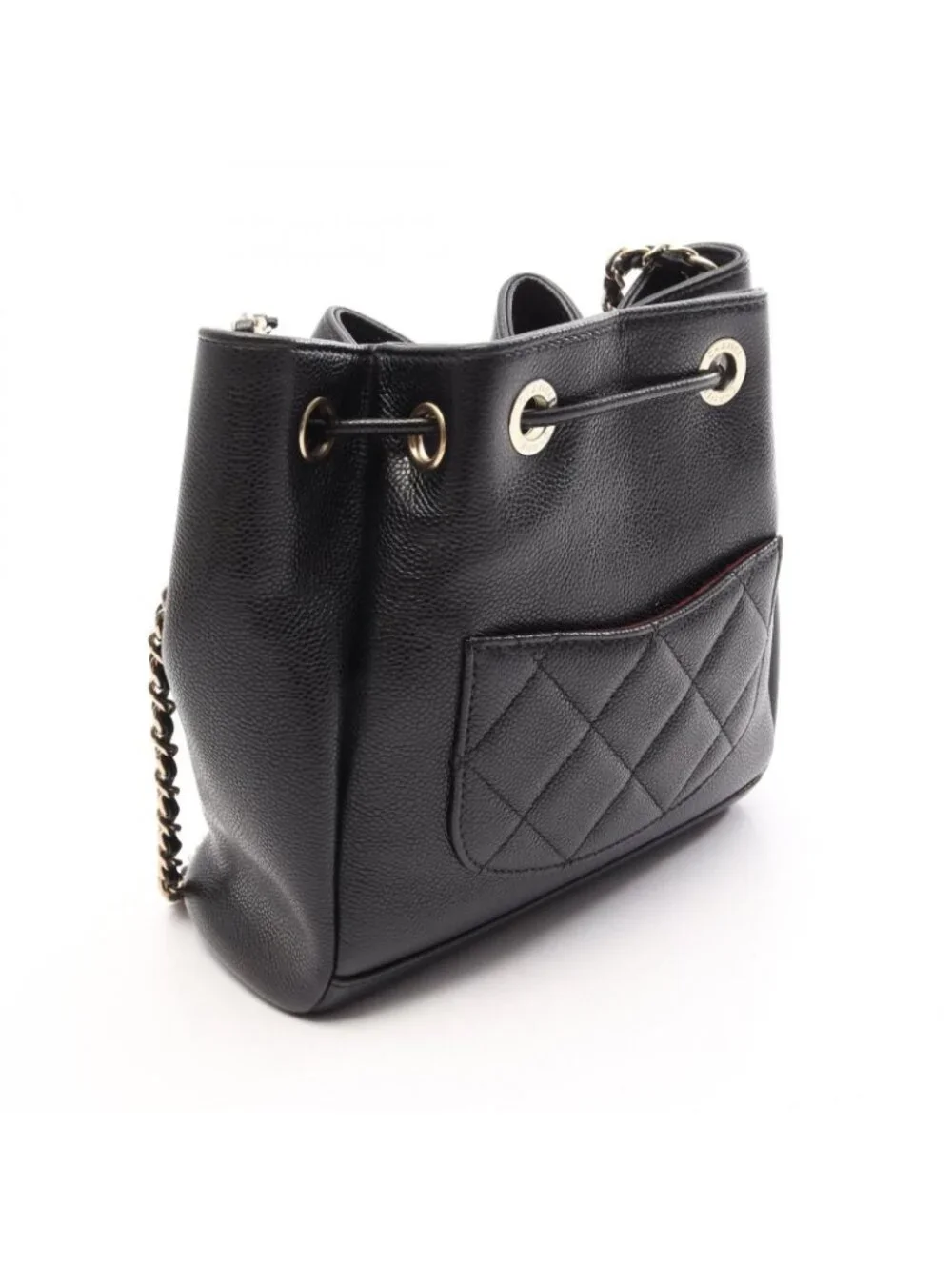 Chanel Shoulder Bag Quilted Black Caviar Leather